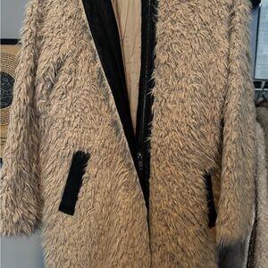 Women's Tan Faux Fur Coat